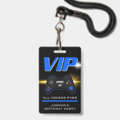 Video Game Party Blue Controller Favor Badge (Voorkant met koord)