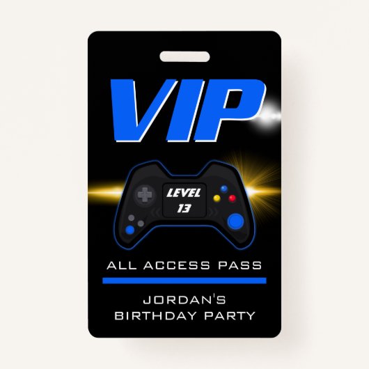Video Game Party Blue Controller Favor Badge (Voorkant)