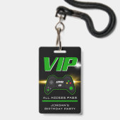 Video Game Party Green Controller Favor Badge (Voorkant met koord)