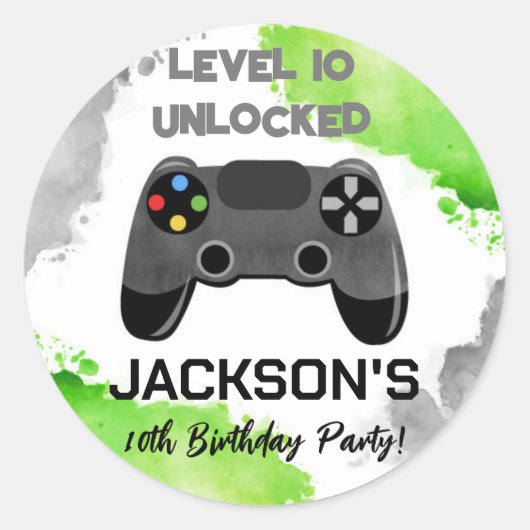 Video Game Party On Level Up Favoriser Stickers Ét (Devant)