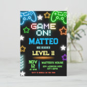 Video Game Party Verjaardag Uitnodiging (Staand voorkant)