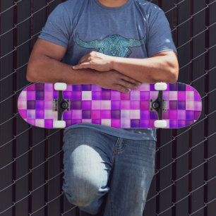 Video Game Pixels Roze Vierkant Patroon Skateboard