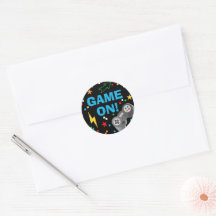 Video Game Ronde Sticker voor Verjaardagslabels De