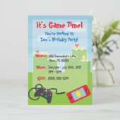 Video Game Thema Birthday Invitation Kaart (Staand voorkant)