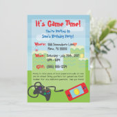 Video Game Thema Birthday Invitation Kaart (Staand voorkant)
