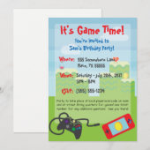 Video Game Thema Birthday Invitation Kaart (Voorkant / Achterkant)