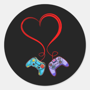 Video Game Valentijnsdag Videospelcontroller H Ronde Sticker