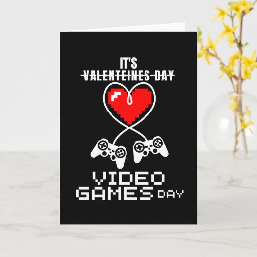 Video Gamehart Controller Valentijnsdag Kaart (Gele Bloem)