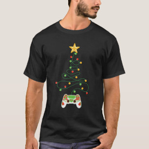 Video Gamer Controller Merry Christmas Tree Decor T-shirt