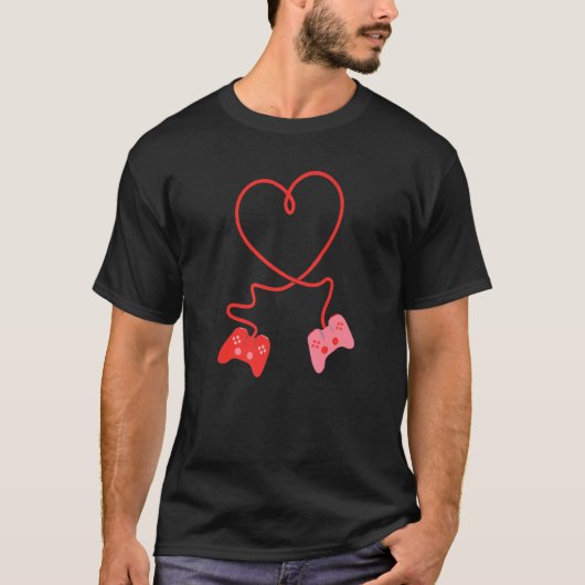 Video Gamer Controllers Valentines Day Heart Boys  T-shirt (Voorkant)