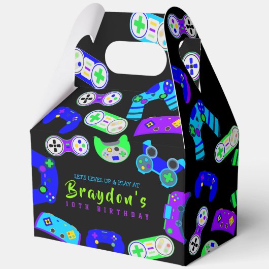 VIDEO GAMER GAMING Kids Verjaardagsfeest Bedankdoosjes (Achterkant)