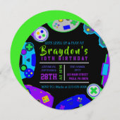 VIDEO GAMER GAMING Uitnodiging voor verjaardagsfee (Voorkant / Achterkant)