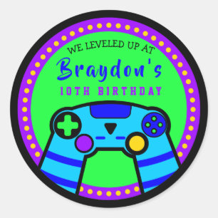 VIDEO GAMER GAMING Verjaardagsfeestje Cadeau Neem Ronde Sticker
