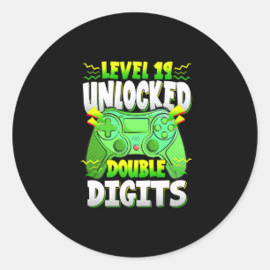 Video Gamer Gift 19th Birthday Boy Dubbele cijfers Ronde Sticker