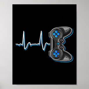 Video gamer hartslag videospelcontroller code K Poster