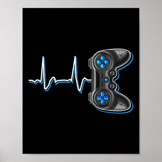 Video gamer hartslag videospelcontroller code K Poster (Voorkant)