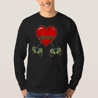Video Gamer Heart Controllers Valentines Day Love  T-shirt