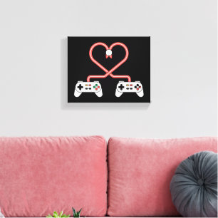 Video-gamer Valentijnsdag met controllers hart Canvas Afdruk