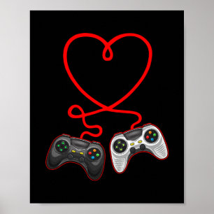 Video-gamer Valentijnsdag met controllers hart Poster