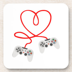 Video gamer Valentijnsdag T-shirt met controller Bier Onderzetter