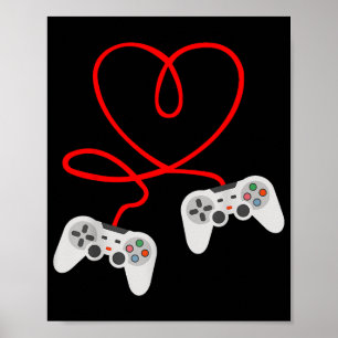 Video gamer Valentijnsdag T-shirt met controller Poster