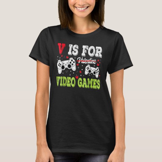 Video Gamer Valentines Day With Controllers Heart T-shirt (Voorkant)