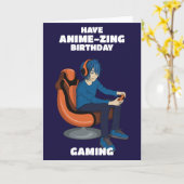 Video Games Anime Gamer Boy Birthday Kaart (Gele Bloem)