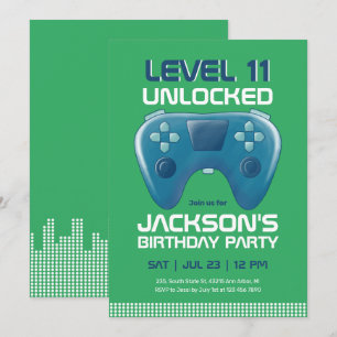 Video Games Level Unlocked Green Gamer Birthday Kaart