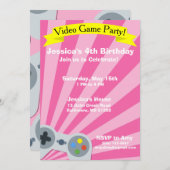 Vidéo Jeu Anniversaire Fête Invitation (Devant / Derrière)