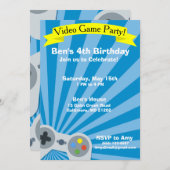 Vidéo Jeu Anniversaire Fête Invitation (Devant / Derrière)