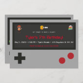 Vidéo Jeu Anniversaire Fête Invitation (Devant / Derrière)