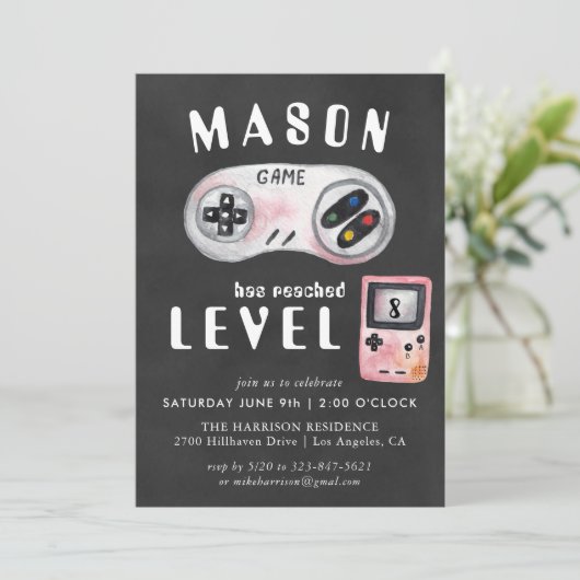 Vidéo Jeu Anniversaire Fête Invitation (Debout devant)