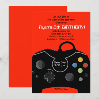 Vidéo Jeu Anniversaire Garçons Invitation Bright R