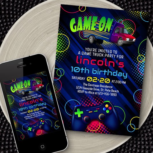 Vidéo Jeu Camion Anniversaire Invitation