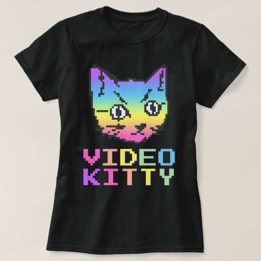 VIDEO KITTY CAT PIXEL ART T-SHIRT (Design devant)