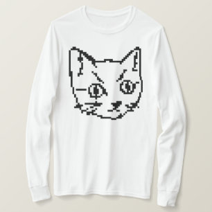 VIDEO KITTY CAT PIXEL ART T-SHIRT MET LANGE MOUWEN