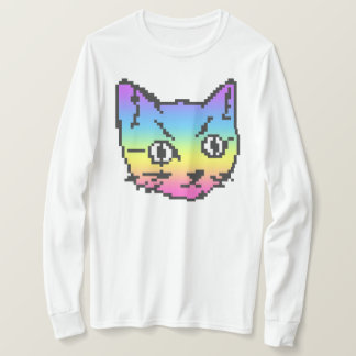 VIDEO KITTY CAT PIXEL ART T-SHIRT MET LANGE MOUWEN