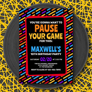 Video Pauze Uw Game Verjaardag Uitnodiging