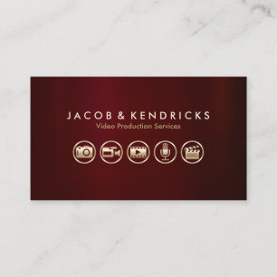 Video Productie Diensten Gouden Iconen Rood Metaal Visitekaartje
