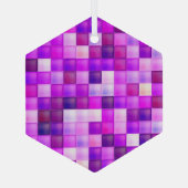 Video spelpixels roze vierkant patroon glas ornament (Achterkant)