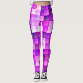 Video spelpixels roze vierkant patroon leggings (Voorkant)