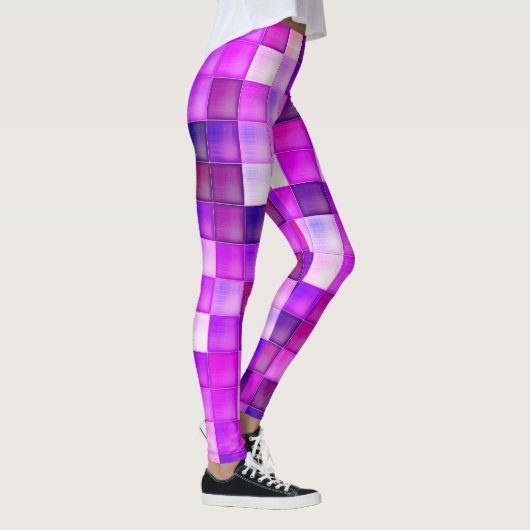 Video spelpixels roze vierkant patroon leggings (Rechts)