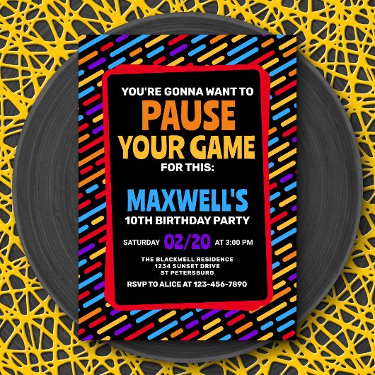 Vidéo Suspendre votre jeu Invitation Anniversaire