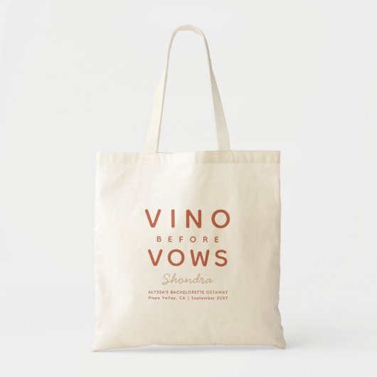 Video voor Vows Wine Bachelorette Party Custom Tote Bag (Voorkant)