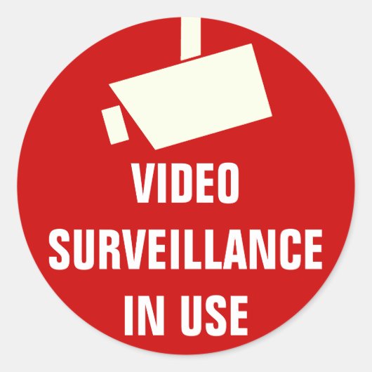 Videocamera-bewaking in gebruik ronde sticker (Voorkant)