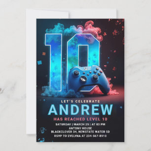 Videogame 10e verjaardag partij kaart