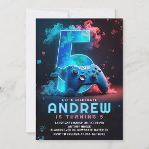 Videogame 5e verjaardagsfeest kaart