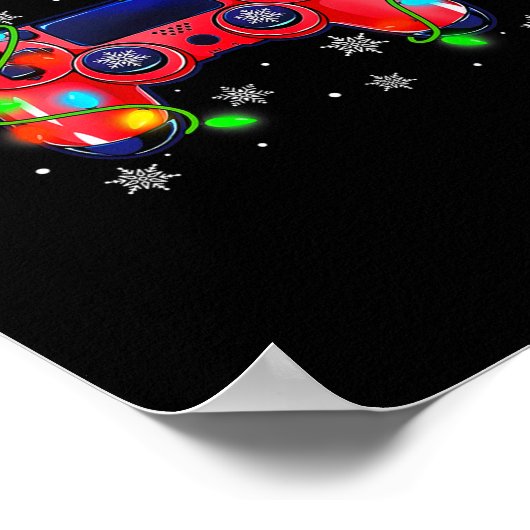 Videogame Controller Kerstmis Santa Hoed Gamer Bo Poster (Hoek)