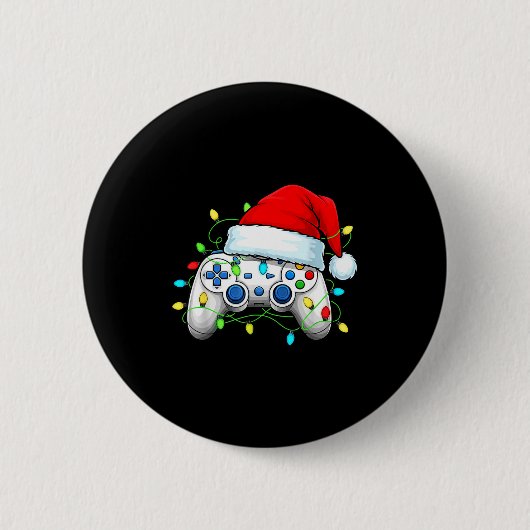 Videogame Controller Kerstmis Sinterklaas Hoed Gam Ronde Button 5,7 Cm (Voorkant)