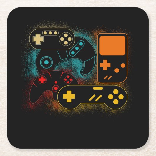 Videogame-controller Vierkante Kartonnen Onderzetter (Voorkant)